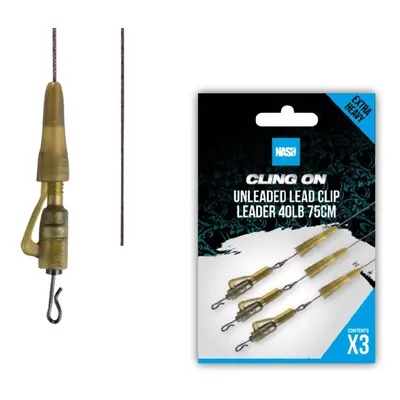 Nash Montáž Cling On Unleaded Lead Clip Leader 40lb 75cm 3ks,Nash Montáž Cling On Unleaded Lead 