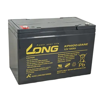 Long Olověný akumulátor DeepCycle 12V 100Ah M6 pro elektromotory