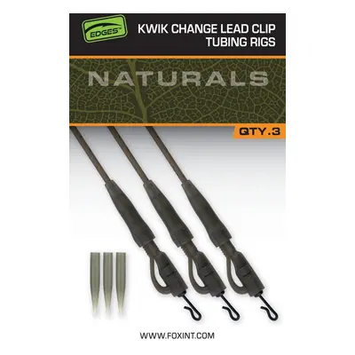 Fox Montáž Edges Naturals Kwik Change Lead Clip Tubing Rigs 3ks,Fox Montáž Edges Naturals Kwik C