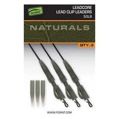 Fox Montáž Edges Naturals Leadcore Power Grip Lead Clip Leaders 3ks