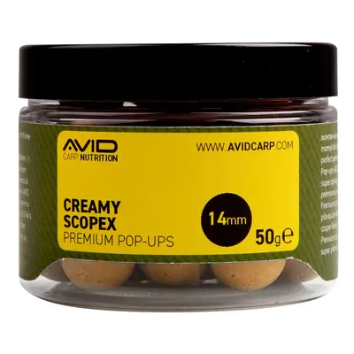 Avid Plovoucí boilie Premium Pop-Ups Creamy Scopex 14mm 50g,Avid Plovoucí boilie Premium Pop-Ups