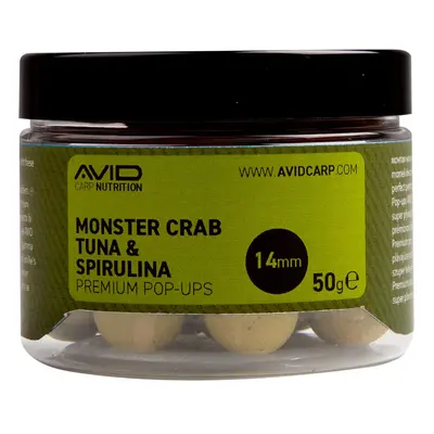 Avid Plovoucí boilie Premium Pop-Ups Monster Crab-Tuna & Spirulina 14mm 50g,Avid Plovoucí boilie