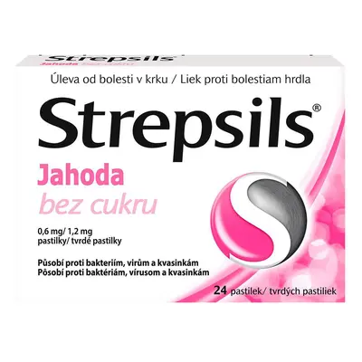 Strepsils jahoda bez cukru 24 pastilek