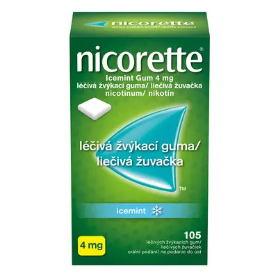 Nicorette Classic Gum 4mg léčivé žvýkací gumy 105