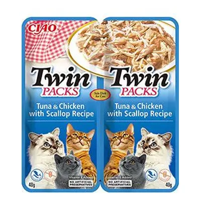 Churu Cat twin packs tuna&chick & scallop in broth 80g