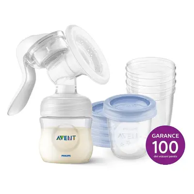 Avent Odsávačka mateřského mléka Manuální+via 180ml 5ks