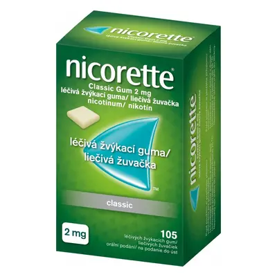 Nicorette Classic Gum 2mg léčivé žvýkací gumy 105ks