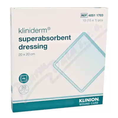 Superabsorpční Obvaz Klinion Kliniderm 20x20 cm, 15 ks