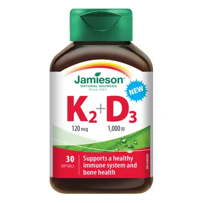 Jamieson Vitamíny K2 120mcg A D3 1000 Iu Cps.30