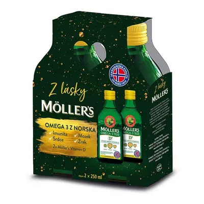 Mollers Omega 3 D+ 2x250 ml Dárkové balení