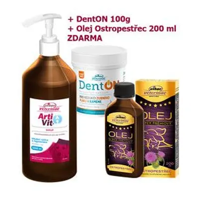 Vitar Veterinae Artivit sirup 1000ml Denton 100g ostropestřecový olej 200ml