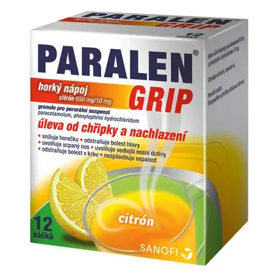 Paralen Grip Horký Nápoj Citrón sáčky 12 ks