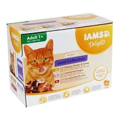 Iams Cat suchozemské maso v omáčce multipack 12x85g