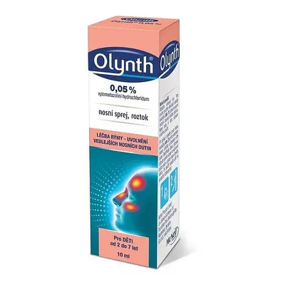 Olynth 0,5 mg/ml nosní sprej, roztok pro léčbu rýmy u dětí od 2 let, 10 ml