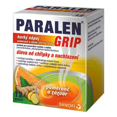 Paralen Grip Horký Nápoj Pomeranč A Zázvor sáčky 12ks