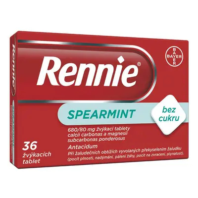 Rennie Spearmint bez cukru 36 žvýkacích tablet