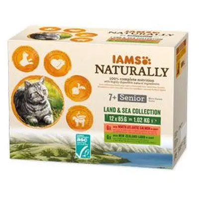 Iams Cat Senior losos/jehně v omáčce kapsa 12x85g