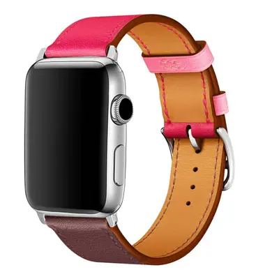 eses Kožený barevný řemínek pro Apple Watch - Růžovo vínový 38mm, 40mm, 41mm