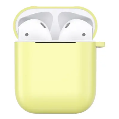 Matný plastový obal s karabinou pro Airpods - žlutá