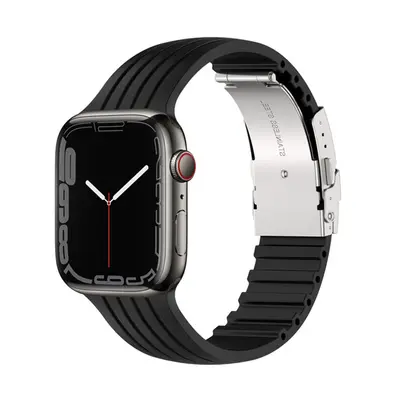 eses Silikonový řemínek pro Apple Watch s kovovou sponou - Černý 42mm, 44mm, 45mm, 49mm