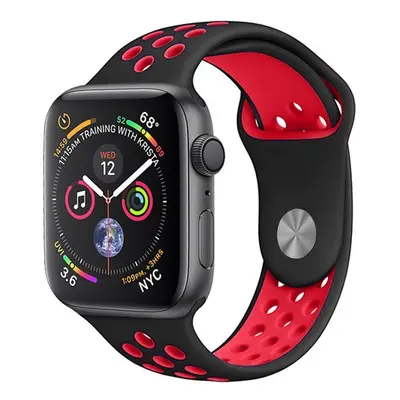 eses Silikonový řemínek pro Apple Watch - Černo červený, S, M, L - 42mm, 44mm, 45mm, 49mm