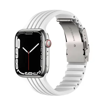 eses Silikonový řemínek pro Apple Watch s kovovou sponou - Bílý 42mm, 44mm, 45mm, 49mm