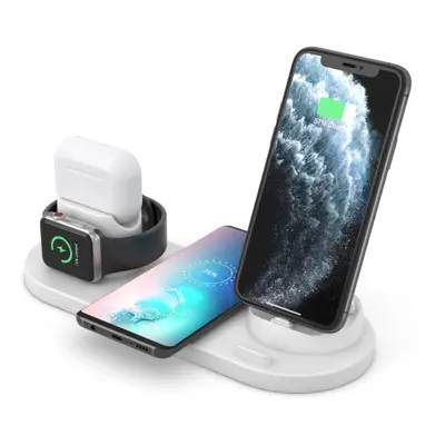 Nabíjecí stojánek 6v1 pro iPhone, Apple Watch, AirPods a Android telefony - bílá