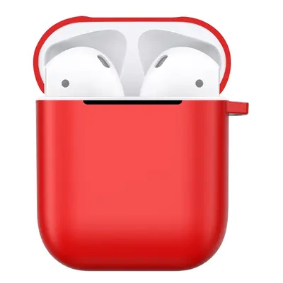 Matný plastový obal s karabinou pro Airpods - červená