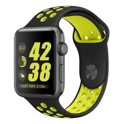 eses Silikonový řemínek pro Apple Watch - Černo žlutý, S, M, L - 42mm, 44mm, 45mm, 49mm