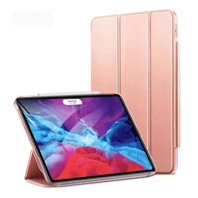 Pouzdro z PU kůže pro Apple iPad Pro 12.9 (2020) + slot pro Apple Pencil - Rose Gold