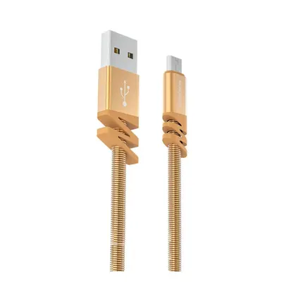 Odolný micro USB kabel 1 m Zig-Zag - zlatá