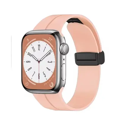 eses Silikonový řemínek pro Apple Watch - Magnetický růžový L - 42 mm, 44 mm, 45 mm, 49 mm