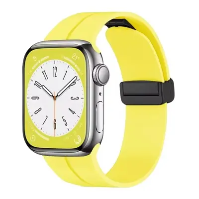 eses Silikonový řemínek pro Apple Watch - Magnetický žlutý L - 38mm, 40mm, 41mm