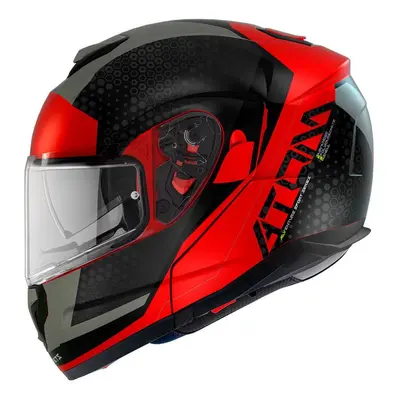 MT HELMETS MT Atom SV Adventure A5 výklopná přilba černo-šedo-červená Velikost.: