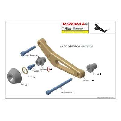 Rizoma Náhradní díl pro PM510 Padací protektory motoru PRO, Pravý - TRIUMPH Street Triple 675/R6