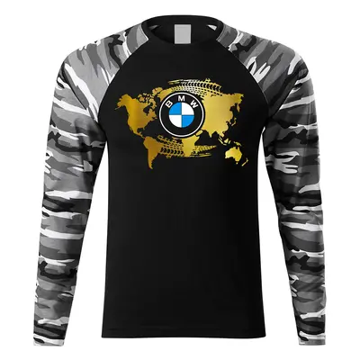 PRINT Triko s dlouhým rukávem UNISEX s motivem BMW, černé/camo Velikost.: