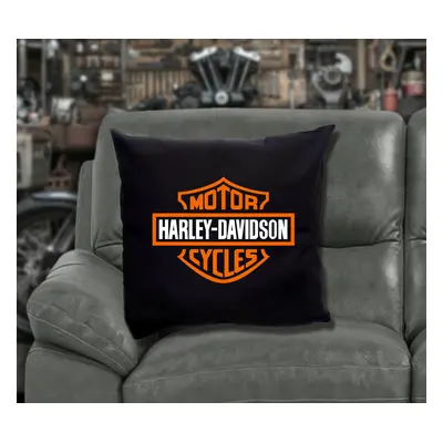 PRINT Polštář s motivem HARLEY-DAVIDSON 40x40cm, černý, vhodný pro alergiky