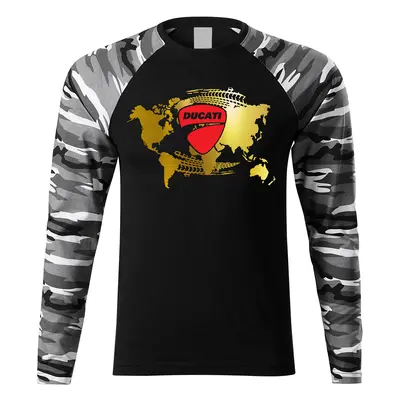 PRINT Triko s dlouhým rukávem unisex s motivem DUCATI černé camo Velikost.: