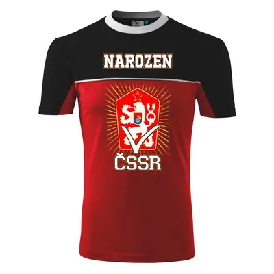 FELPA ČSSR retro triko "NAROZEN V ČSSR" černo červené Velikost.: