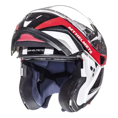 MT HELMETS MT ATOM Tarmac výklopná přilba bílá/černá/červená Velikost.: