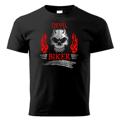 PRINT Pánské triko motivem DEVIL BIKER černé Velikost.: