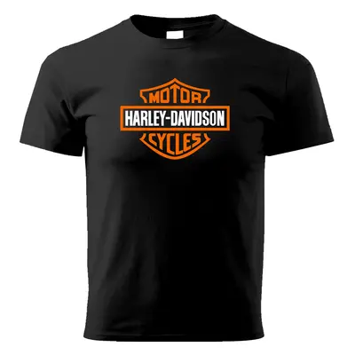 PRINT Pánské triko PŘES PRSA motivem HARLEY-DAVIDSON, černé Velikost.: