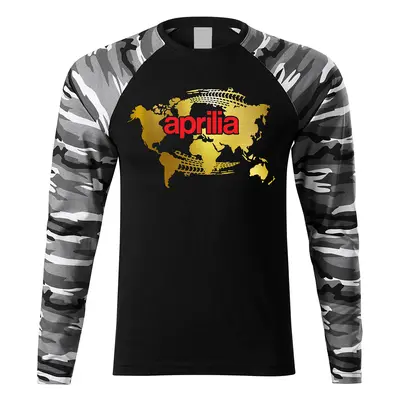 PRINT Triko s dlouhým rukávem unisex s motivem APRILIA černé camo Velikost.: