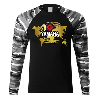 PRINT Triko s dlouhým rukávem UNISEX s motivem YAMAHA, černé/camo Velikost.: