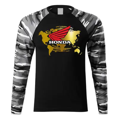 PRINT Triko s dlouhým rukávem UNISEX s motivem HONDA, černé/camo Velikost.: