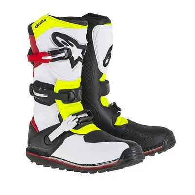 boty TECH TRIAL, ALPINESTARS (bílá/červená/žlutá fluo/černá) 2025 Velikost/Provedení: