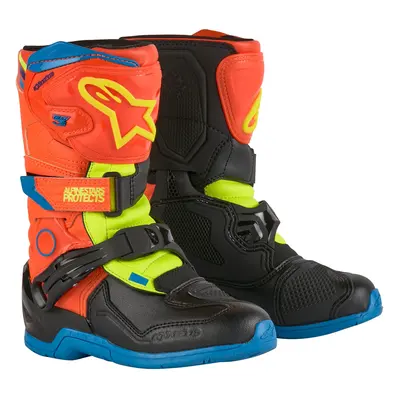 ALPINESTARS boty TECH 3S KIDS, ALPINESTARS, dětské (oranžová fluo/modrá/žlutá fluo/černá) 2025 V