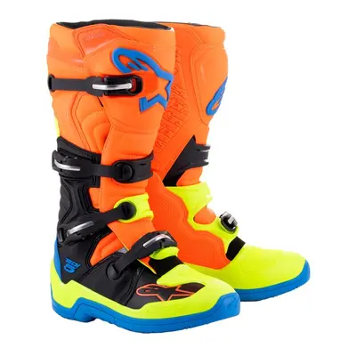 boty TECH 5, ALPINESTARS (oranžová fluo/žlutá fluo/modrá/černá) 2025 Velikost/Provedení: