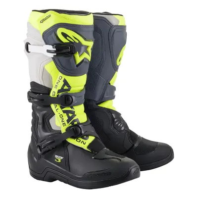 boty TECH 3, ALPINESTARS (černá/šedá/žlutá fluo) 2024 Velikost/Provedení: