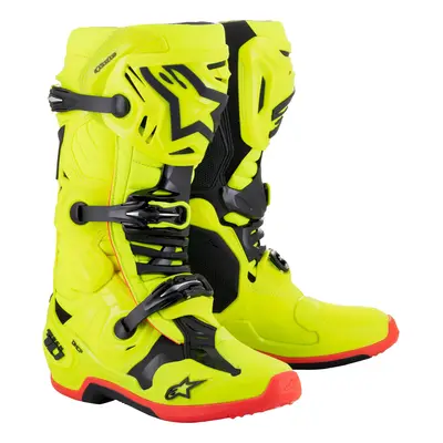 boty TECH 10, ALPINESTARS (žlutá fluo/černá/červená fluo) 2025 Velikost/Provedení: